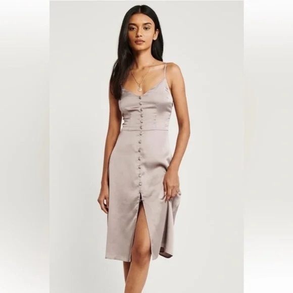 Abercrombie & Fitch Button Front Midi Slip Dress - XXS T - Picture 1 of 4